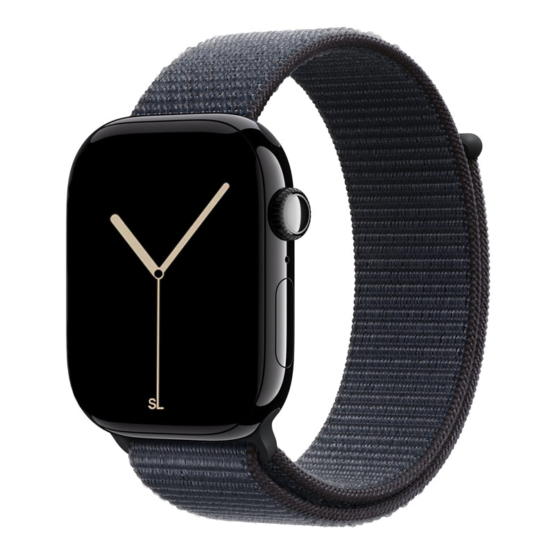 New style black ink colour sport loop watch band for apple watch series 10 42mm and 45mm and ultra 2 made from woven nylon