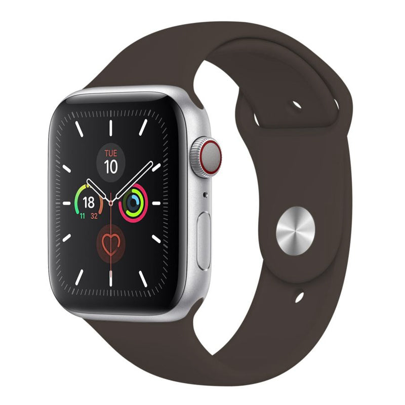 Cocoa brown colour silicone sport strap for apple watch series 10 45mm and 42mm