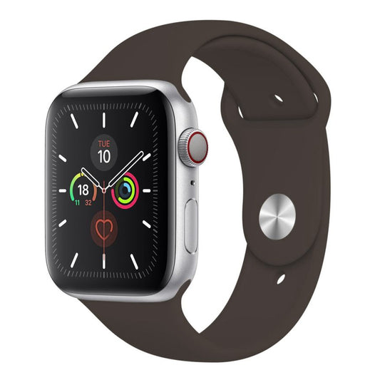 Cocoa brown colour silicone sport strap for apple watch series 10 45mm and 42mm