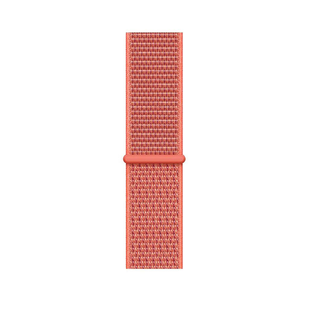 nectarine orange nylon sport loop watch band for apple watch series 10 42mm and 45mm and ultra 2 made from woven nylon