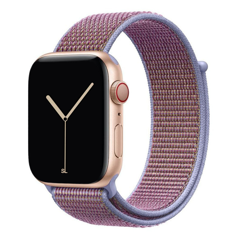 purple lilac colour nylon sport loop watch band for apple watch series 10 42mm and 45mm and ultra 2 made from woven nylon