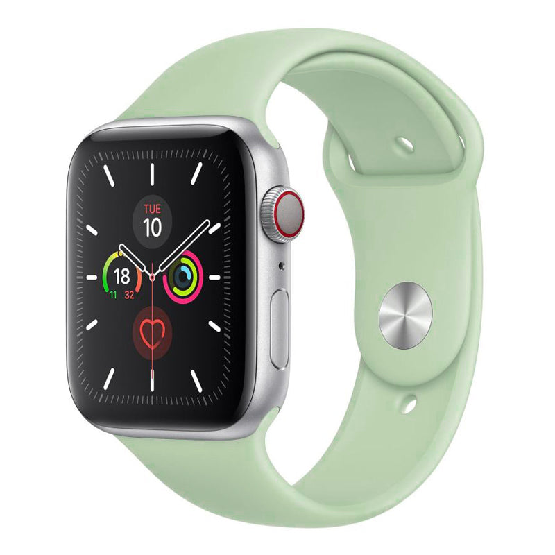 An official mint Green colour silicone watch strap sport band on an Apple watch series 10 46mm and 42mm and Ultra 2