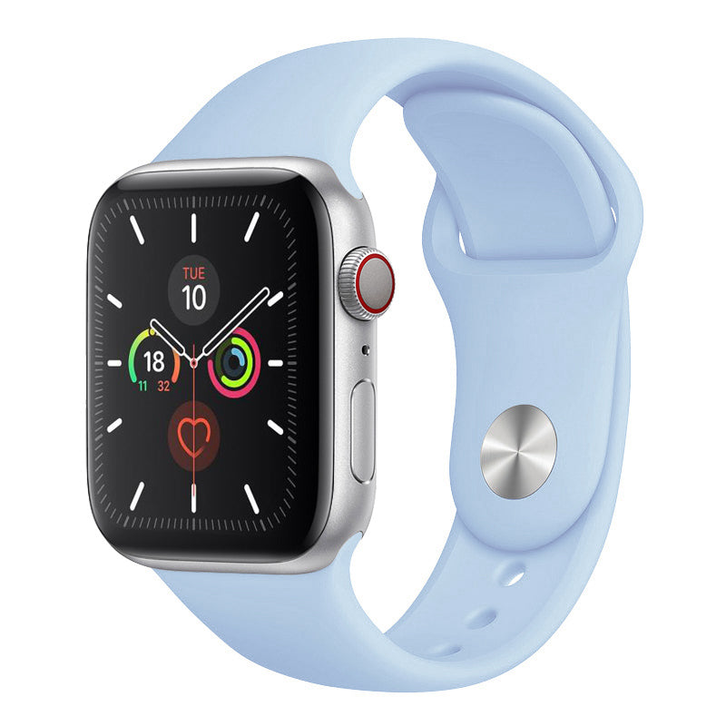 A silicone sky blue colour apple watch strap band for series 9 45mm and series 10 46mm, 42mm