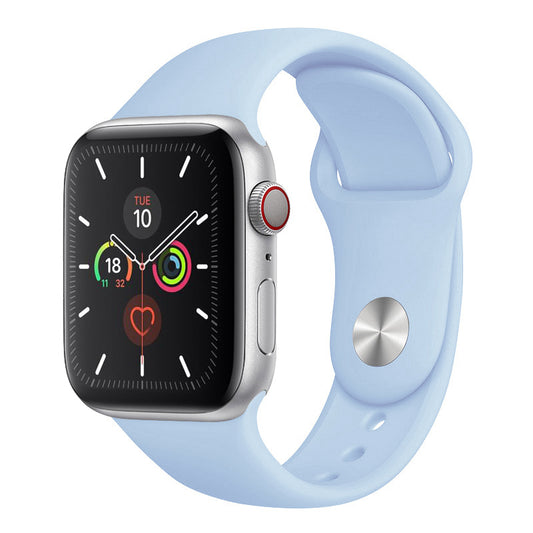 A silicone sky blue colour apple watch strap band for series 9 45mm and series 10 46mm, 42mm