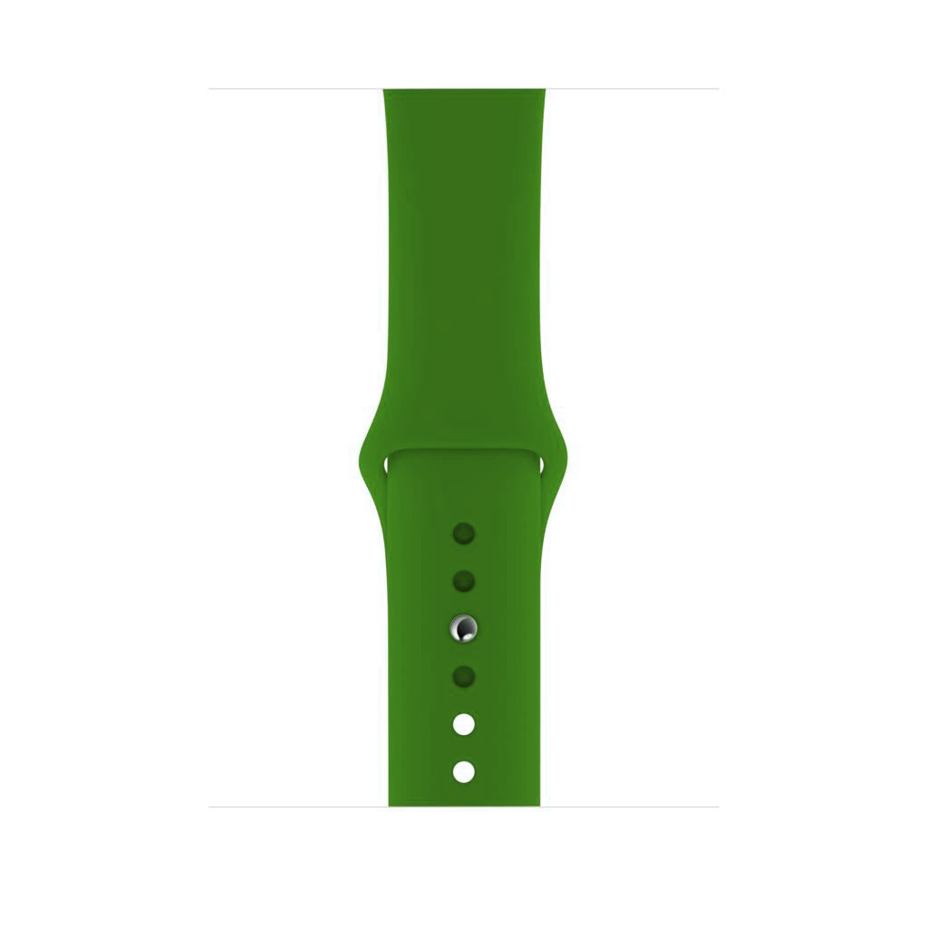 A green colour silicone watch strap sport band on an Apple watch series 10 46mm and 42mm and Ultra 2