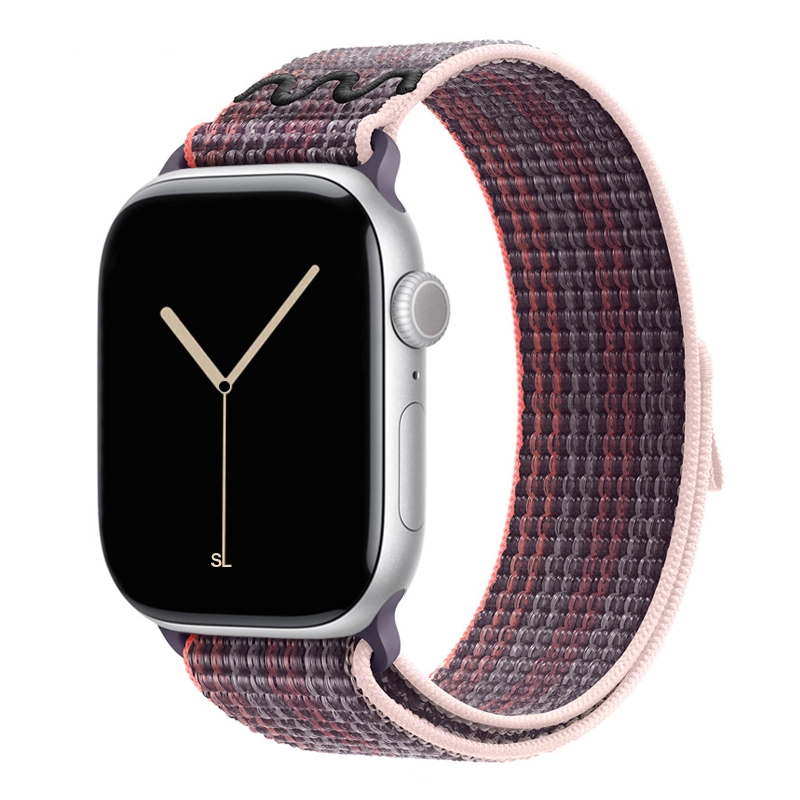 New style berry purple pink with a stripe pattern sport loop active watch band for apple watch series 11 42mm 46mm and ultra 3 crafted from woven nylon