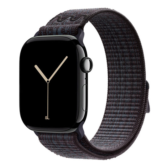 New style black and blue sport loop active watch band for apple watch series 11 42mm 46mm and ultra 3 made from woven nylon with stripe patterns