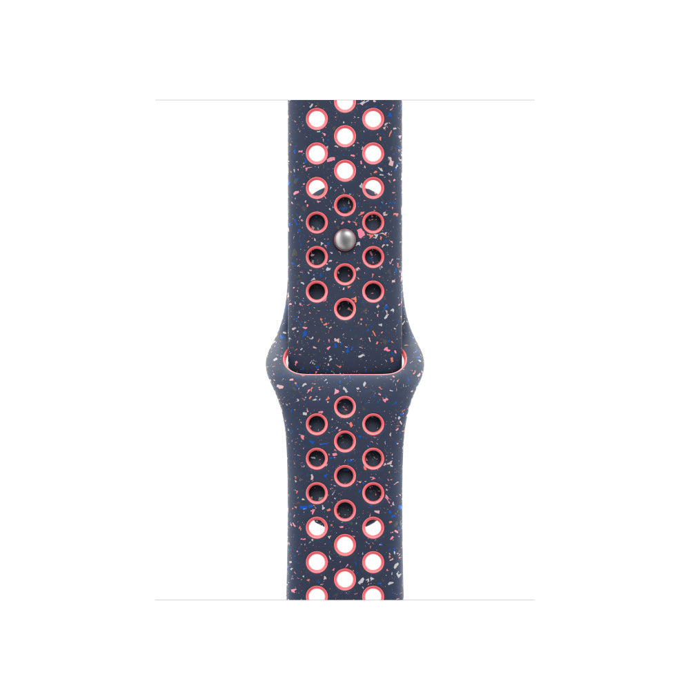 Blue Pink colour apple watch series 11 42mm 46mm silicone sports strap with a unique pattern of splatter paint design, this watch strap is designed for active people