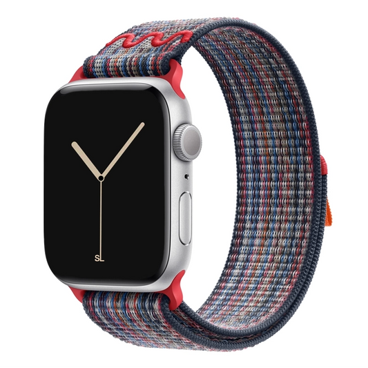 New style blue and red with a stripe pattern sport loop active watch band for apple watch series 11 42mm 46mm and ultra 3 crafted from woven nylon