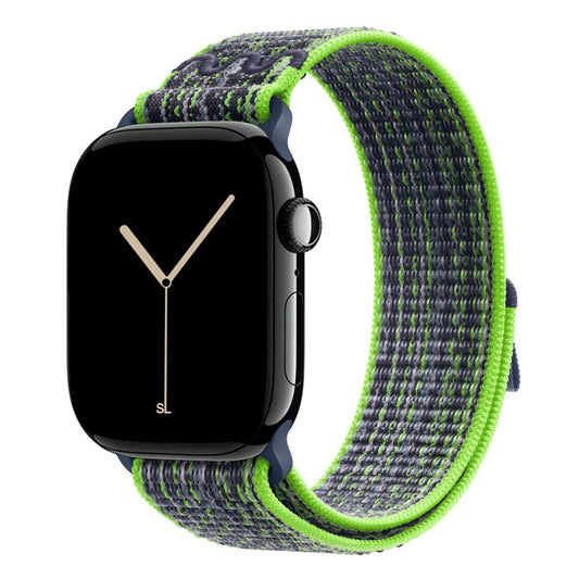 New style bright electric green and blue sport loop active watch band for apple watch series 11 42mm and 46mm and ultra 3 made from woven nylon