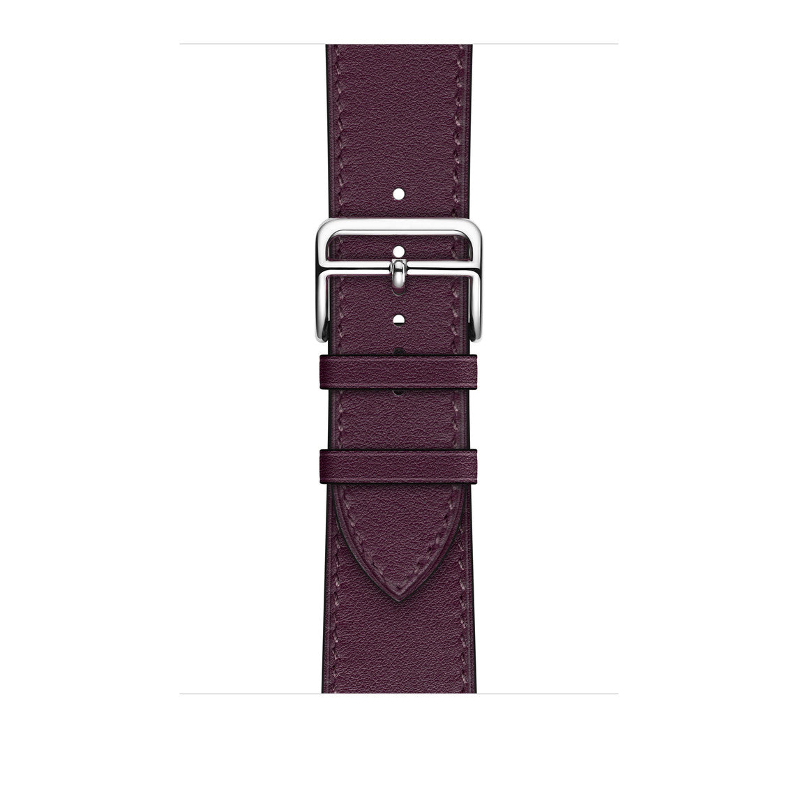 A burgundy red genuine leather single tour watch strap on an apple watch series
