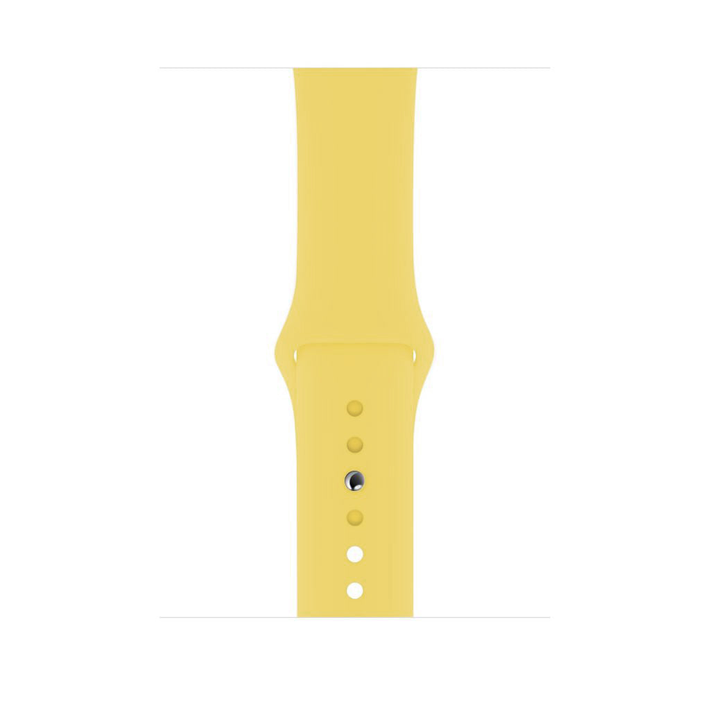 A dull yellow Colour silicone watch strap sport band on an Apple watch series 10 46mm and 42mm and Ultra 2