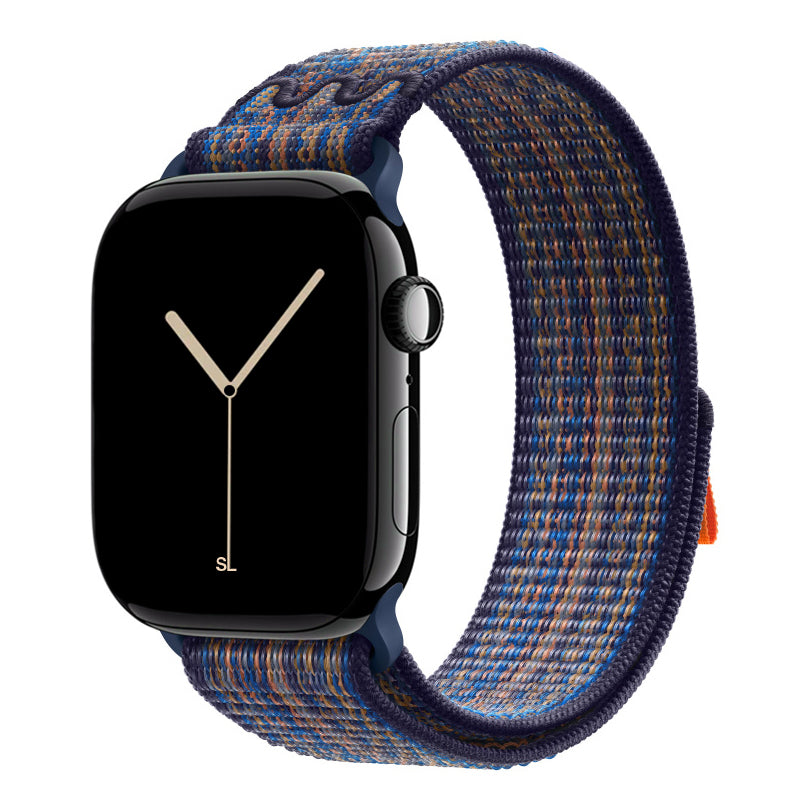 New style blue orange sport loop active watch band for apple watch series 11 42mm and 46mm and ultra 3 made from woven nylon