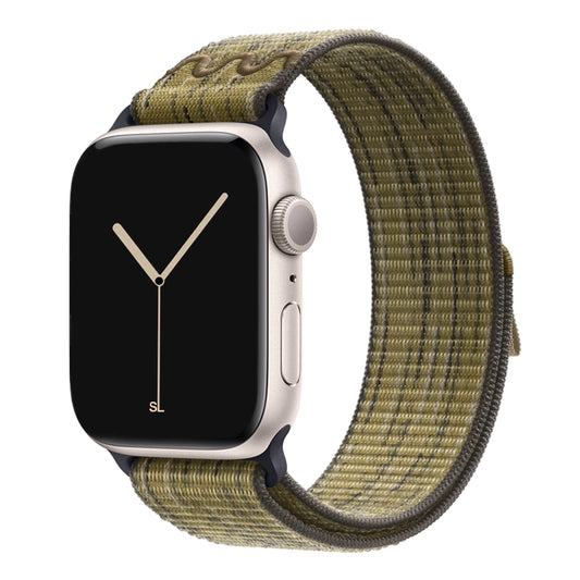 New style swamp green and grey with a stripe pattern sport loop active watch band for apple watch series 11 42mm 46mm and ultra 3 crafted from woven nylon