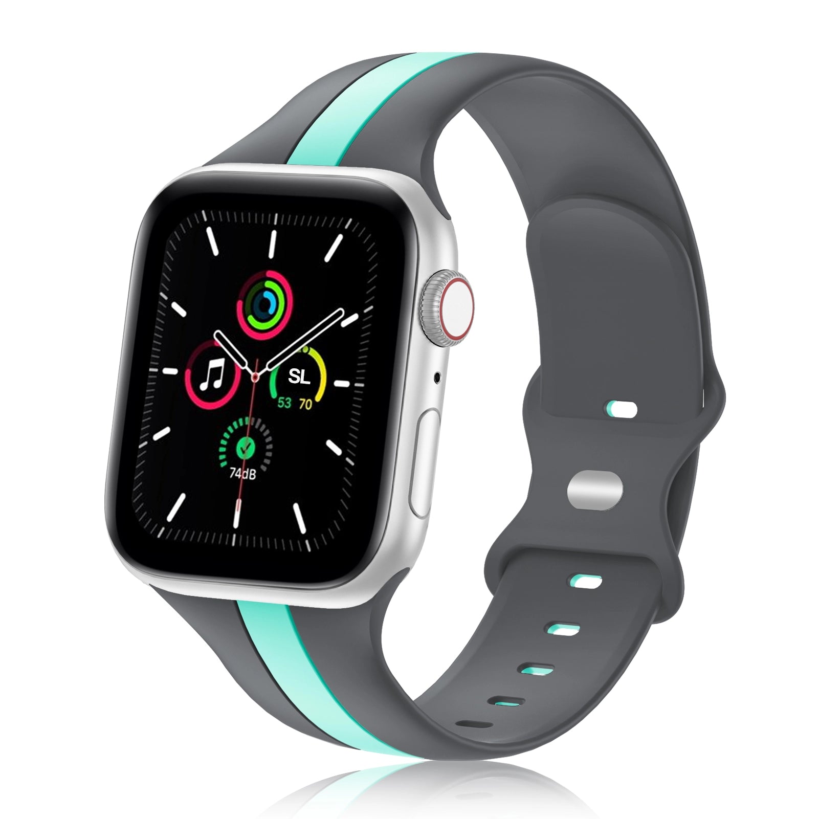 Grey Teal Dual Colour Sport Band for Apple Watch Strap