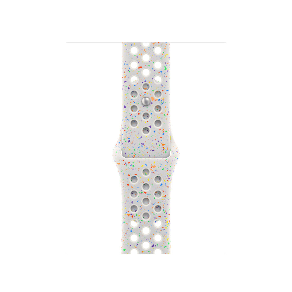 Pure Platinum White colouful apple watch series 11 silicone sports strap with a unique pattern of splatter paint design, this watch strap is designed for active people for 42mm and 46mm watch face