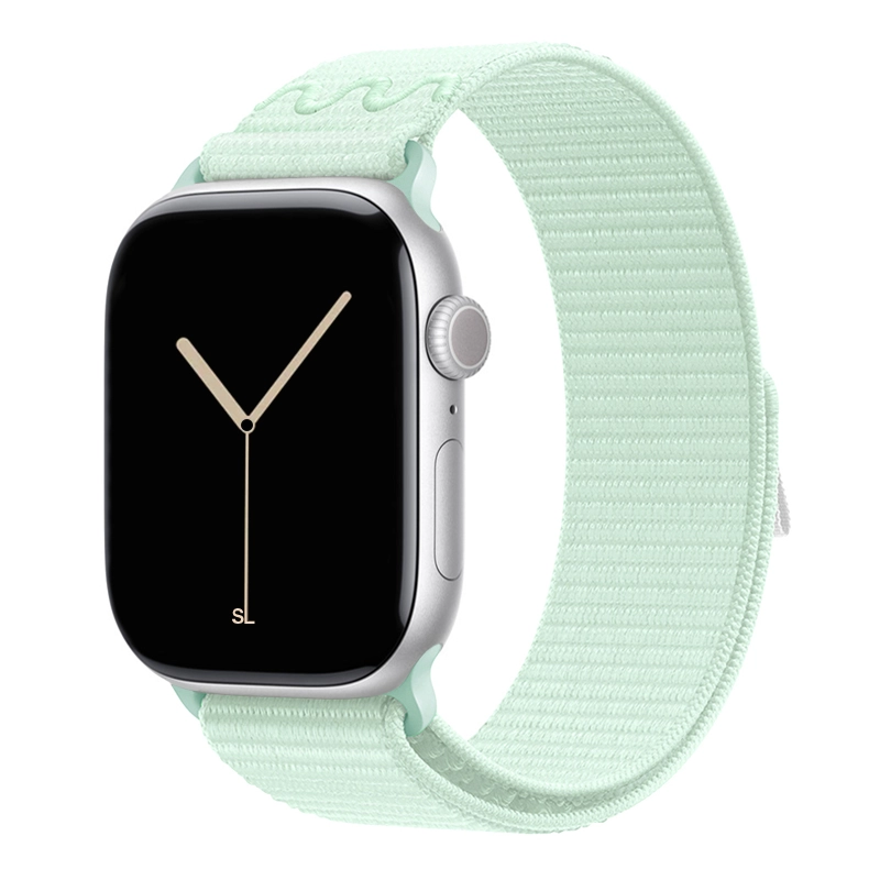 New style soft mint green sport loop active watch band for apple watch series 11 42mm 46mm  and ultra 3 made from woven nylon