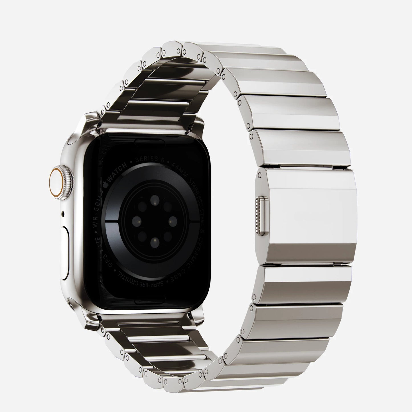 A titanium coloured brushed stainless steel metal strap on an apple watch series 10 and ultra 2 42mm 45mm 49mm