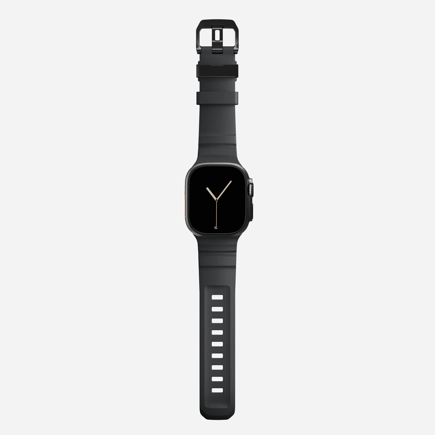 Black colour premium silicone extra thick watch strap band designed for adventurers and mountain hiking for Apple watch series 10 size 46mm and Ultra 2