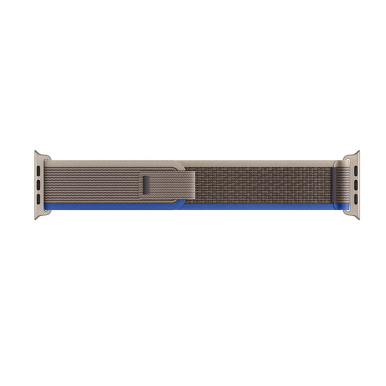 A blue grey watch strap band made from nylon on an Apple watch series 10 42mm/ 45mm/ 46mm and ultra 2 designed for the mountain trail trekking and active sports