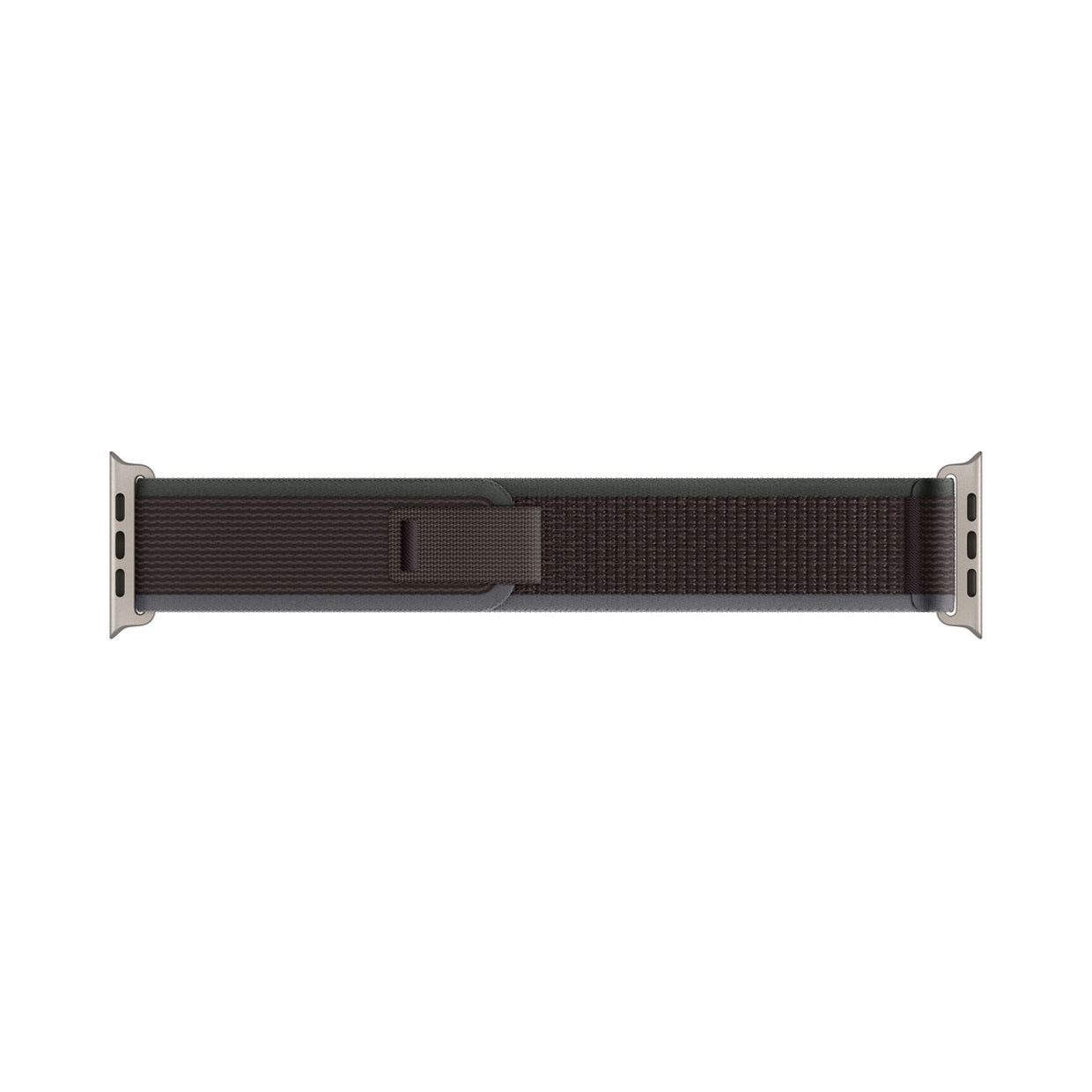 A dark grey colour watch strap band made from nylon on an Apple watch series 10 42mm/ 45mm/ 46mm and ultra 2 designed for the mountain trail trekking and active sports