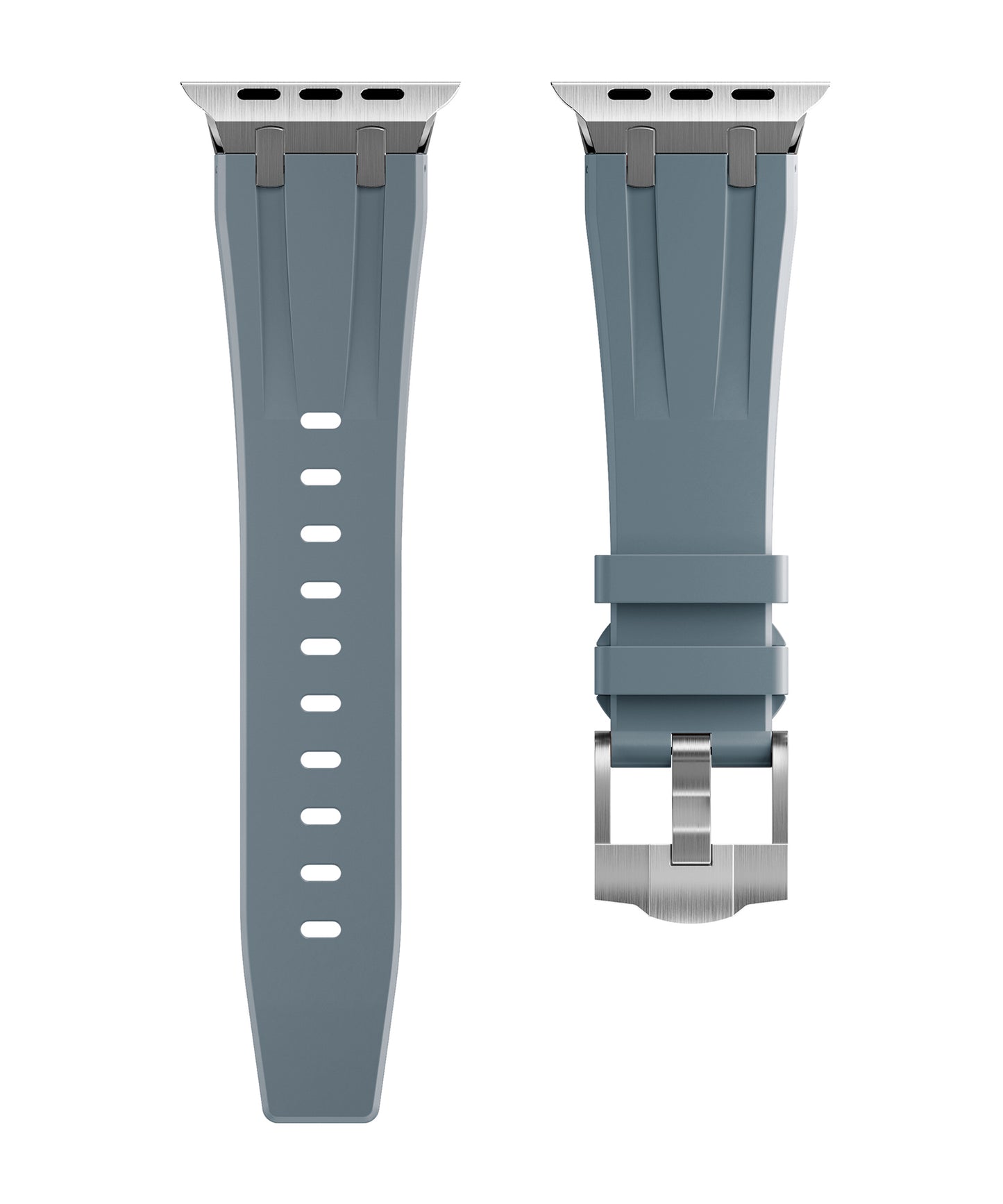Premium Dark Grey colour rubber with stainless steel metal connectors and buckles for Apple Watch Series 9 45mm and Ultra 2 49mm