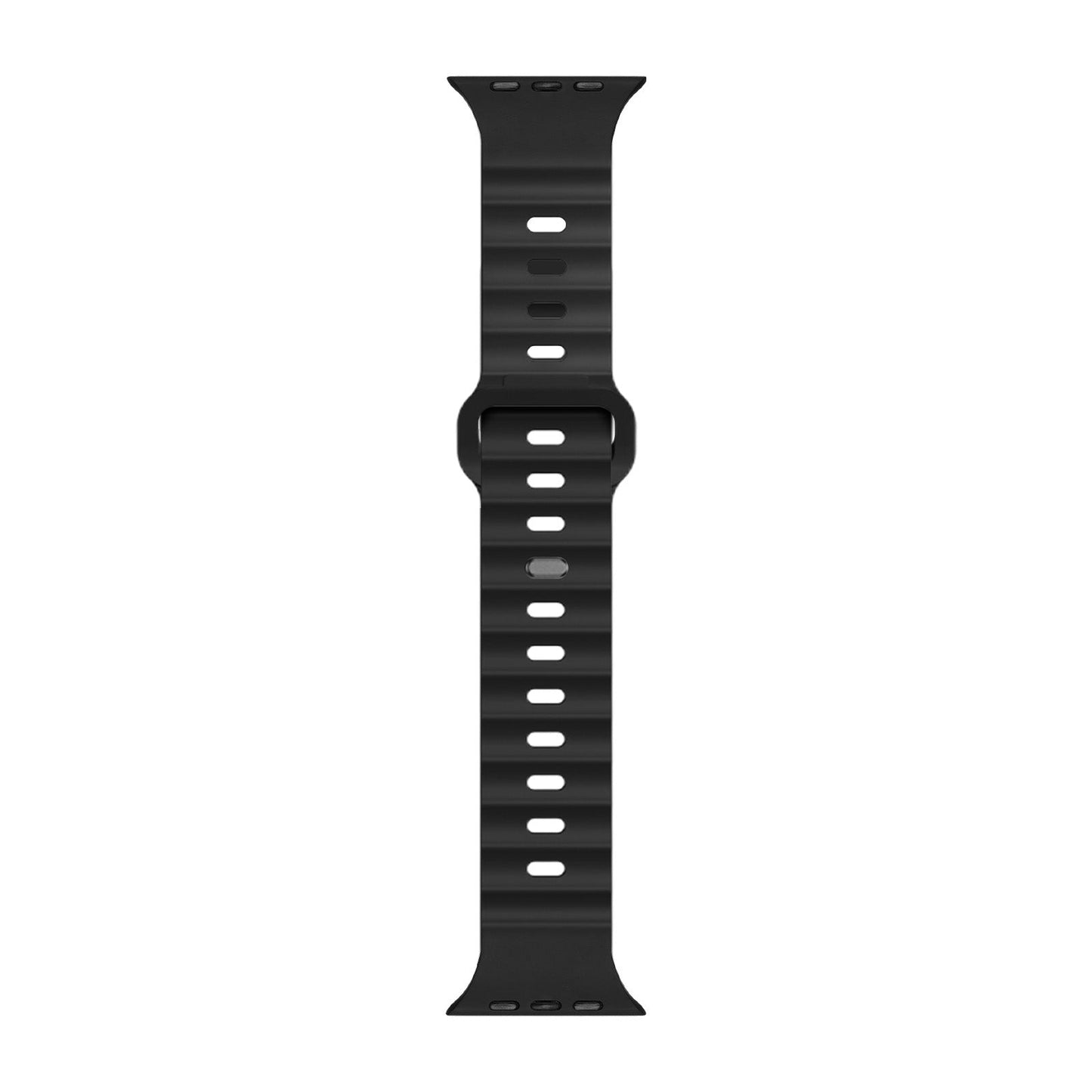 Black colour premium FKM Fluoroelastomer Rubber watch strap band designed for adventurers and mountain hiking for Apple watch series 11 size 46mm and Ultra 3