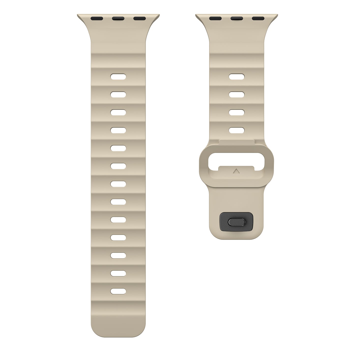 Beige colour premium FKM Fluoroelastomer Rubber watch strap band designed for adventurers and mountain hiking for Apple watch series 11 size 46mm and Ultra 3