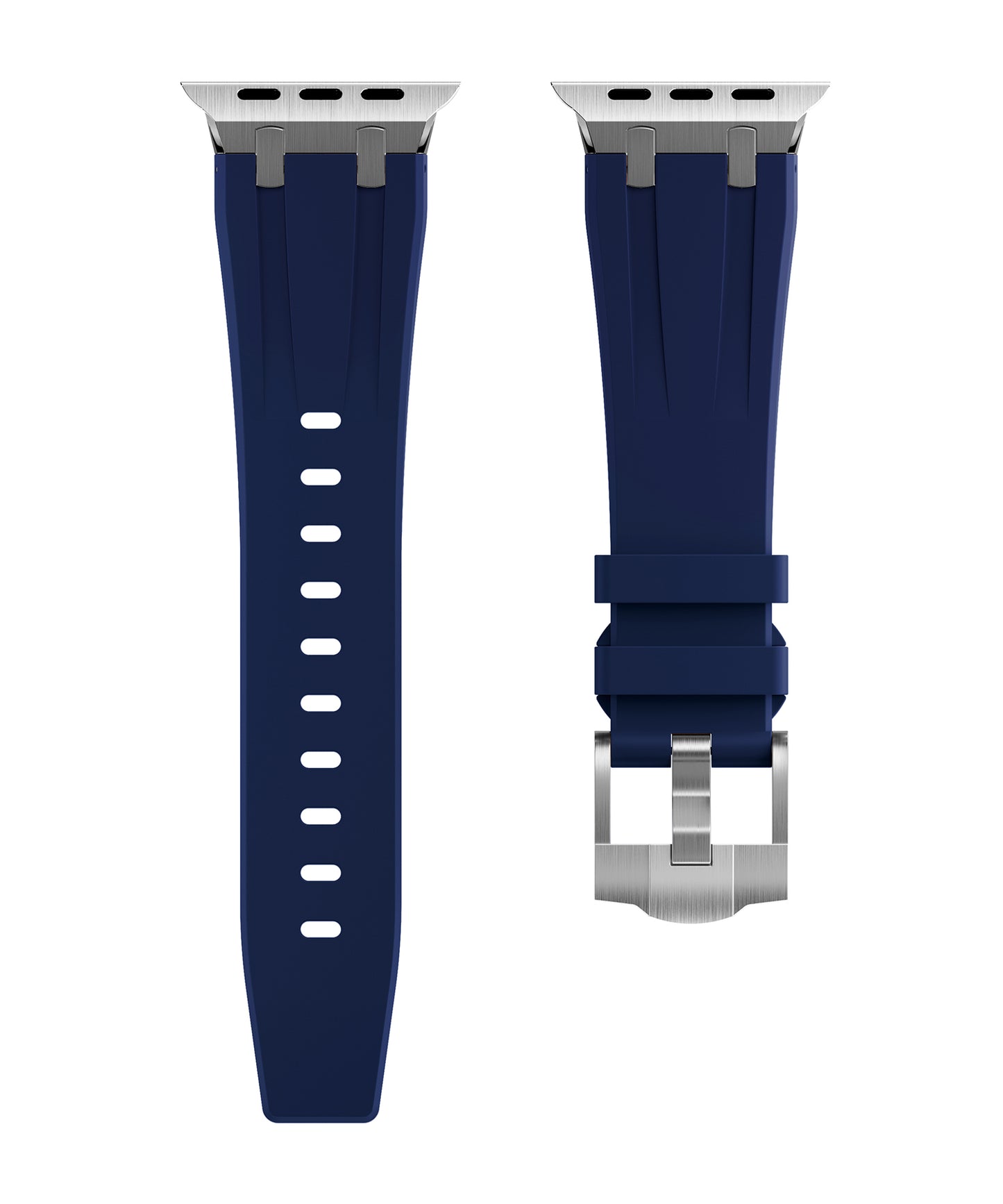 Premium White colour rubber with stainless steel metal connectors and buckles for Apple Watch Series 9 45mm and Ultra 2 49mm