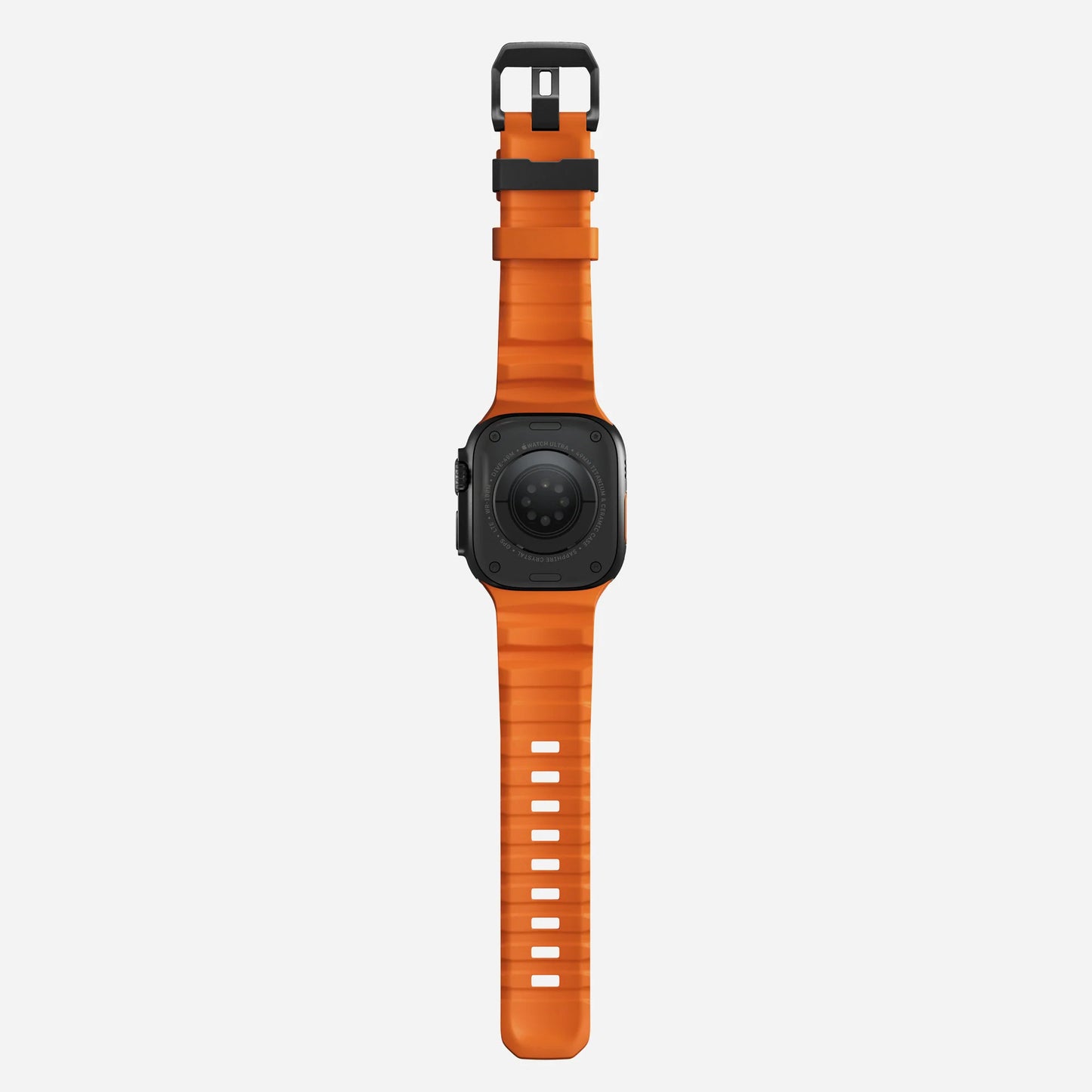 Orange colour premium silicone extra thick watch strap band designed for adventurers and mountain hiking for Apple watch series 11 size 46mm and Ultra 3 49mm