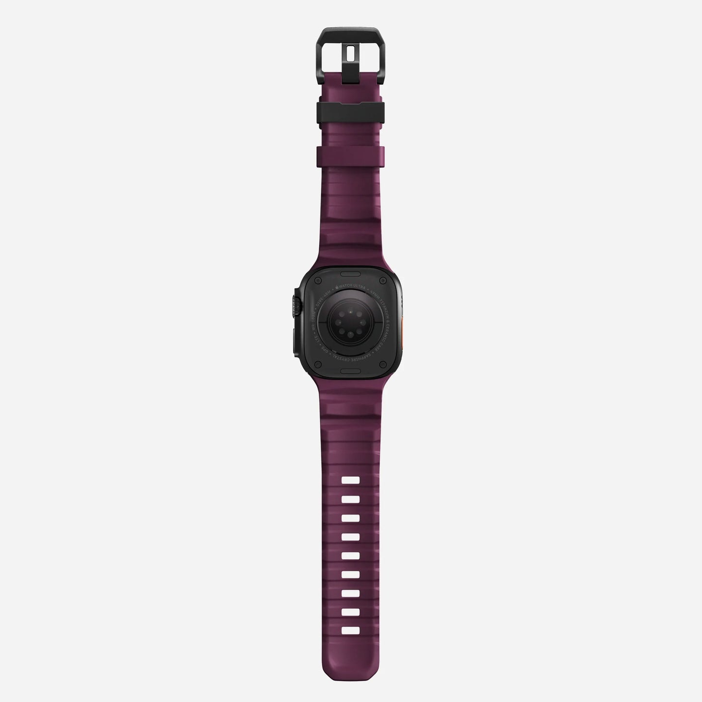 Purple colour premium silicone extra thick watch strap band designed for adventurers and mountain hiking for Apple watch series 11 size 46mm and Ultra 3