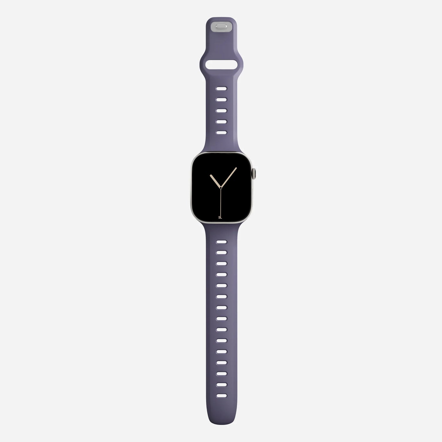 A purple colour premium silicone watch strap developed for apple watch series 11 size 42mm 46mm and apple watch ultra 3, designed for active sports activities with interior groves for breathability