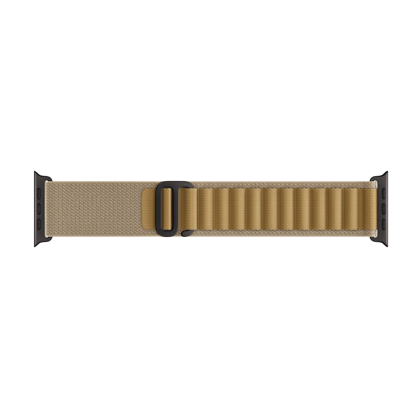 A tan colour premium nylon watch strap band designed for adventurers and explorers that wear the Apple watch series 10 and Ultra 2
