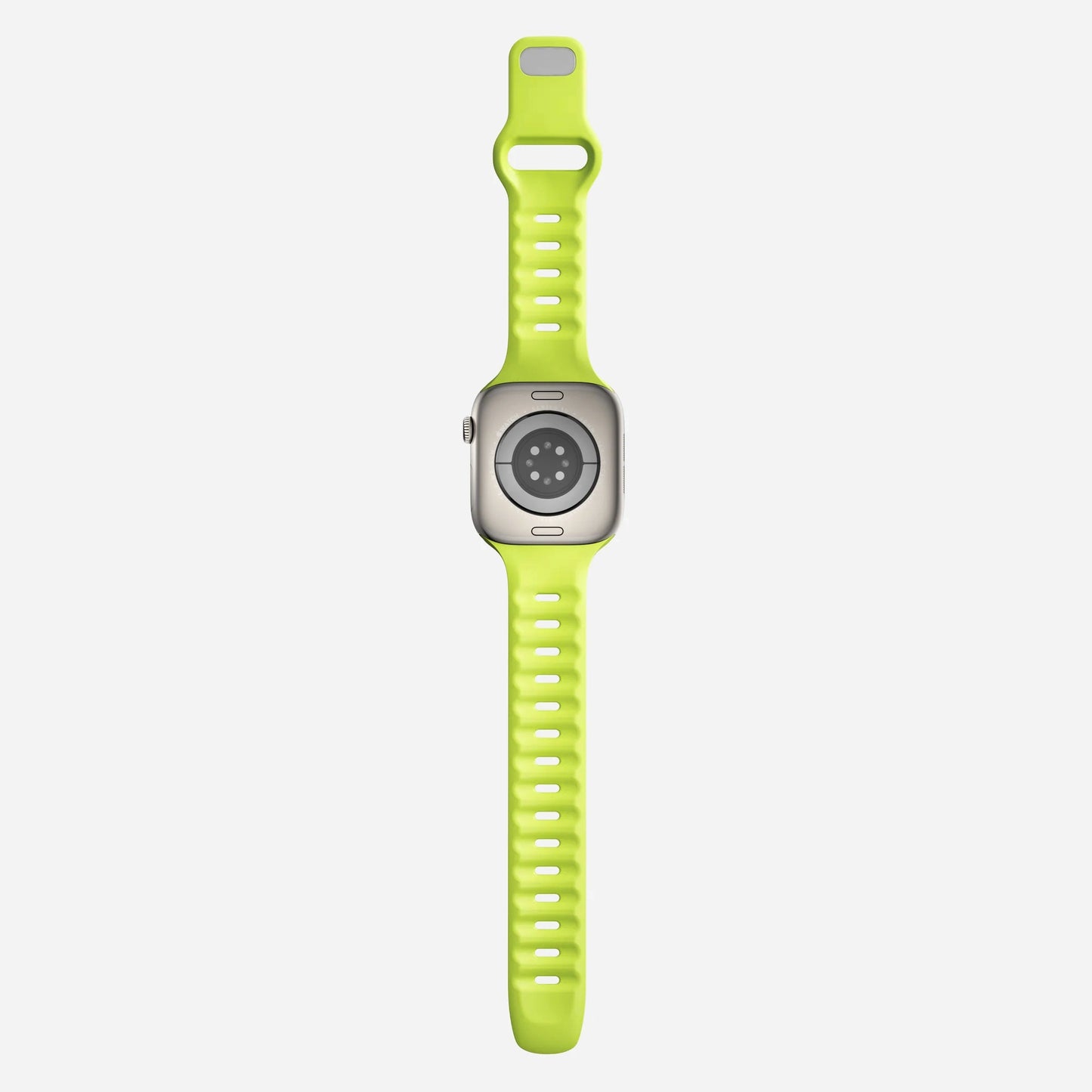 A volt yellow colour premium silicone watch strap developed for apple watch series 11 size 42mm 46mm and apple watch ultra 3, designed for active sports activities