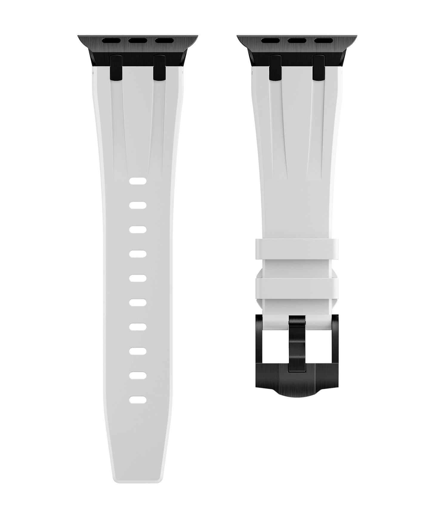 Premium White colour rubber with stainless steel metal connectors and buckles for Apple Watch Series 9 45mm and Ultra 2 49mm