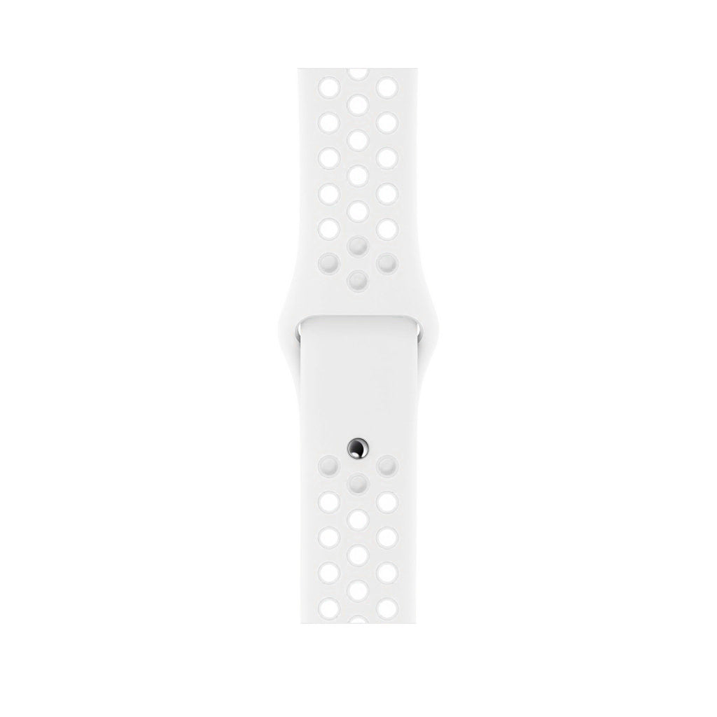 white silicone watch strap for apple watch series 11 42mm 46mm with perforated holes for breathing while running and active sports