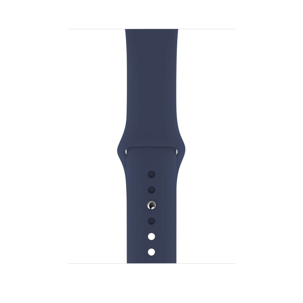 Midnight blue silicone watch strap sport band on an Apple watch series 10 46mm and 42mm
