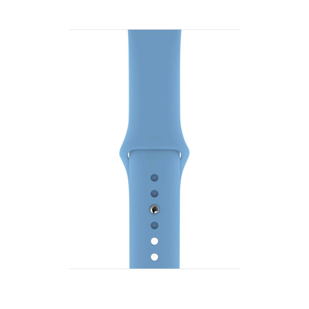 An azure blue colour silicone watch strap sport band on an Apple watch series 10 46mm and 42mm and Ultra 2