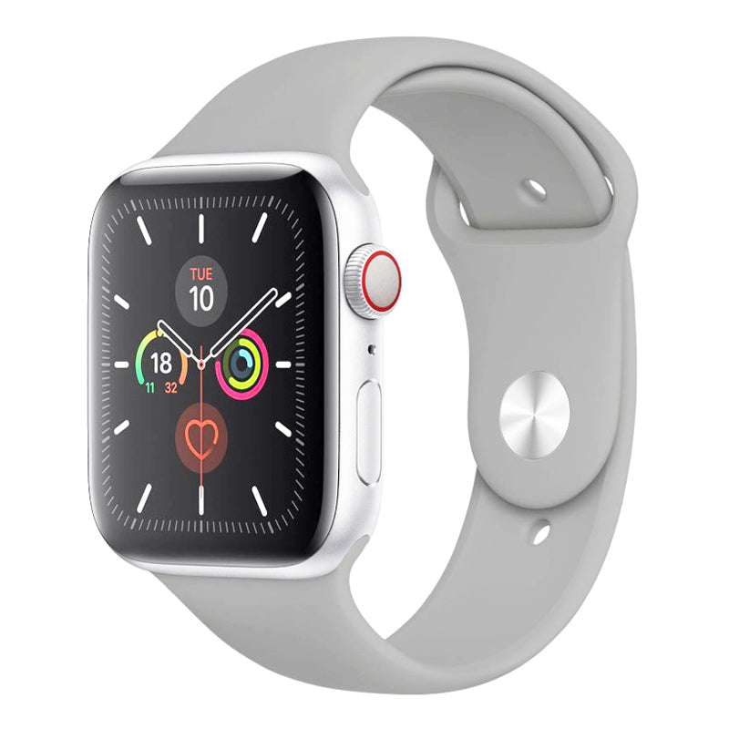 A light grey Colour silicone watch strap sport band on an Apple watch series 10 46mm and 42mm and Ultra 2