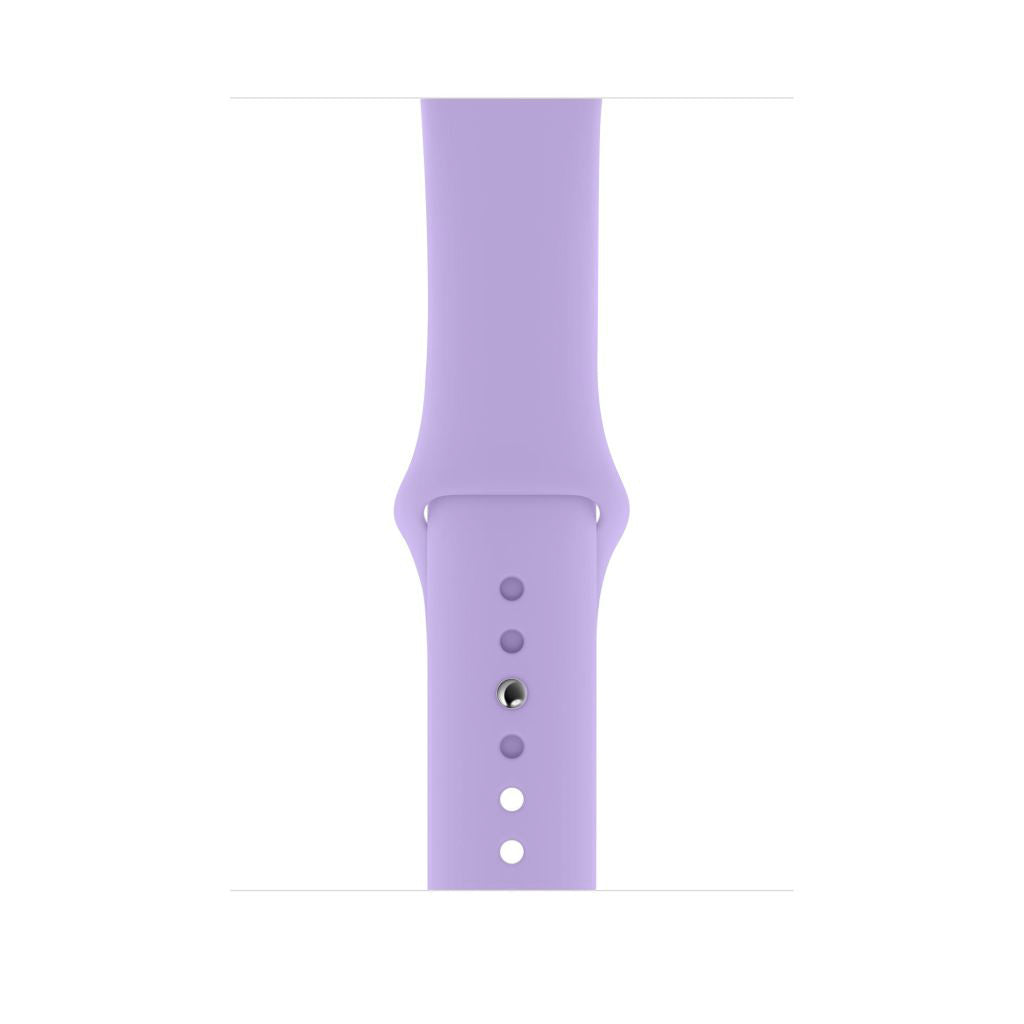 A light purple colour watch strap made from silicone for apple watch series 10 size 42mm and 46mm on a display band