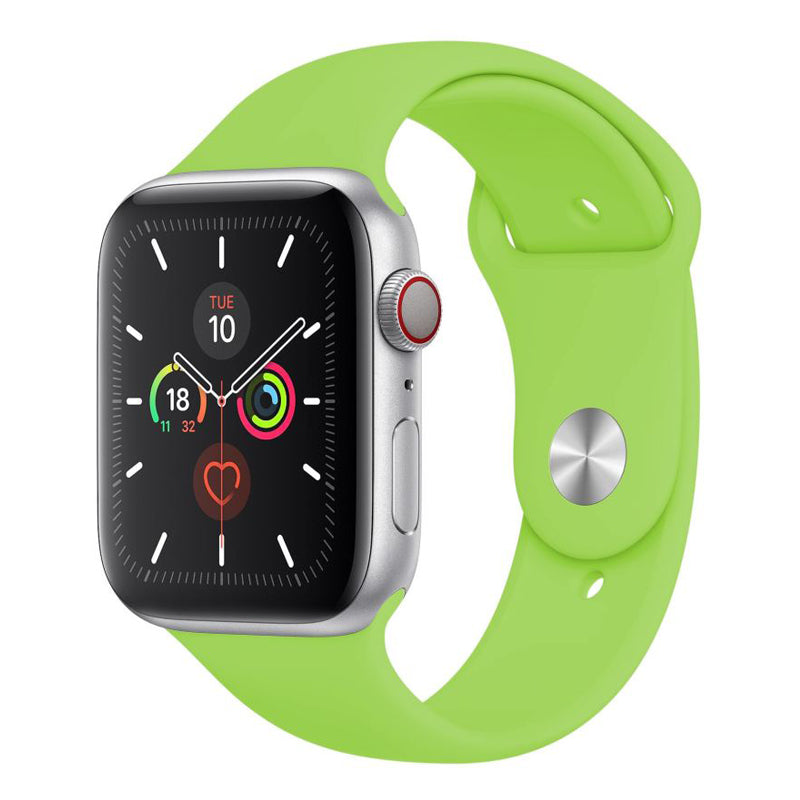 A Apple Green silicone watch strap sport band on an Apple watch series 10 46mm and 42mm and Ultra 2