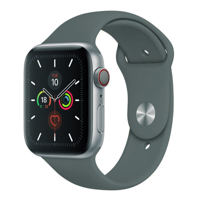 An olive Green colour silicone watch strap sport band on an Apple watch series 10 46mm and 42mm and Ultra 2