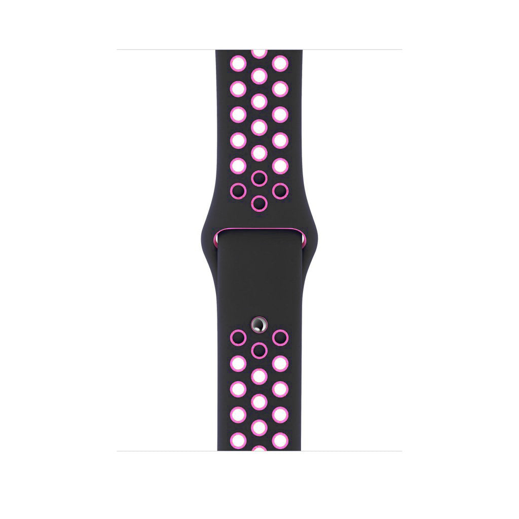 black purple silicone watch strap for apple watch series 11 42mm 46mm with perforated holes for breathing while running and active sports