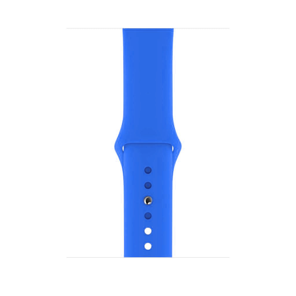 An blue colour silicone watch strap sport band on an Apple watch series 10 46mm and 42mm and Ultra 2