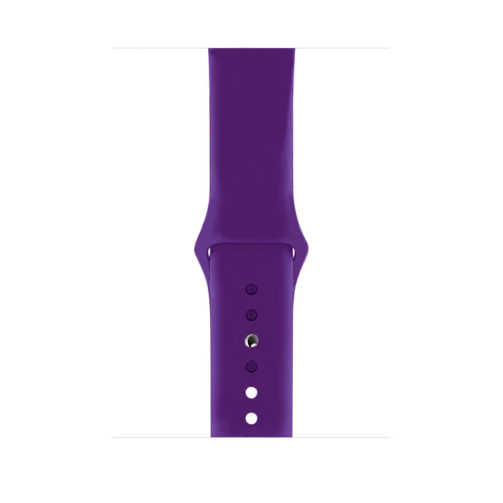 A purple colour watch strap made from silicone for apple watch series 10 size 42mm and 46mm on a display band