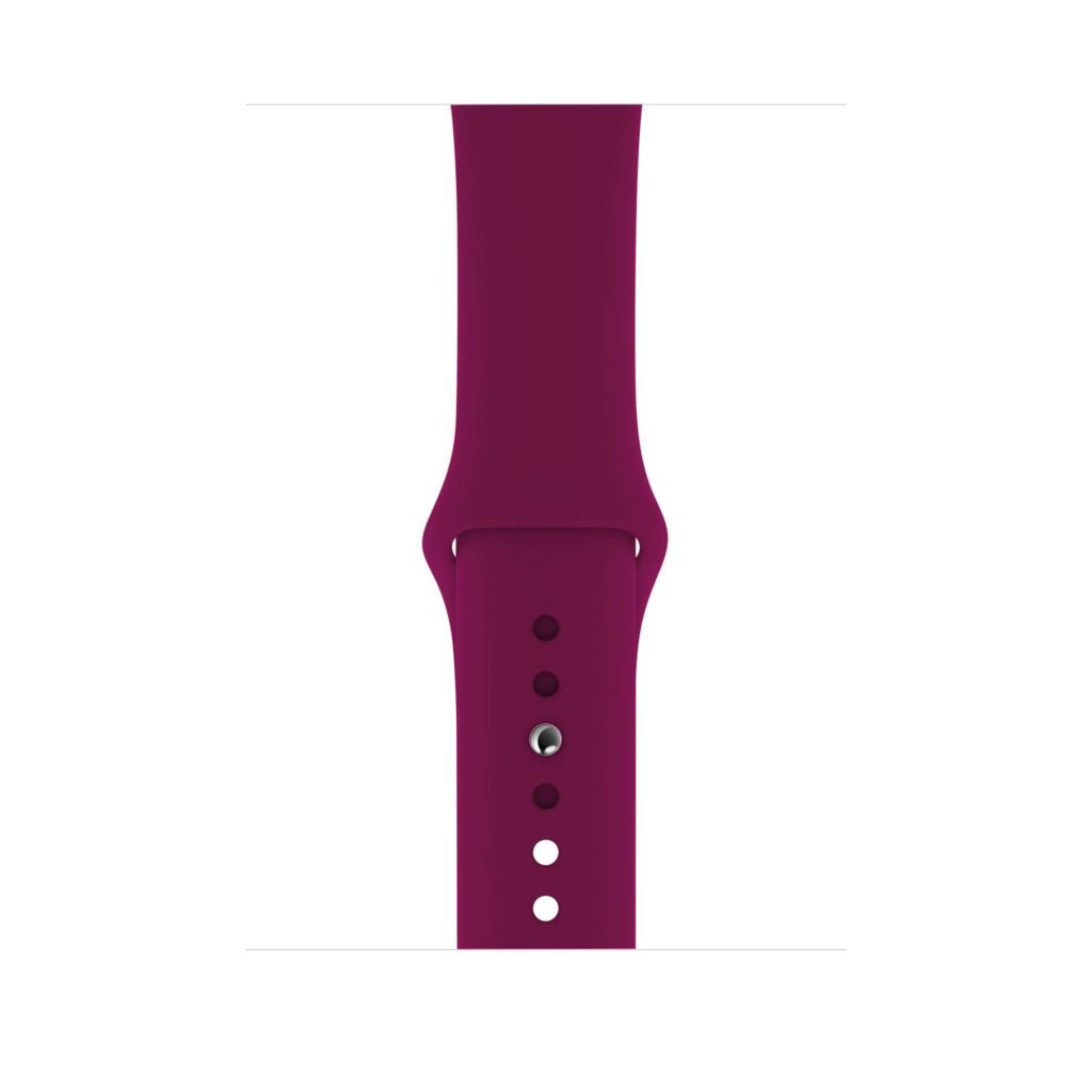 A burgundy Red silicone watch strap sport band on an Apple watch series 10 46mm and 42mm and Ultra 2