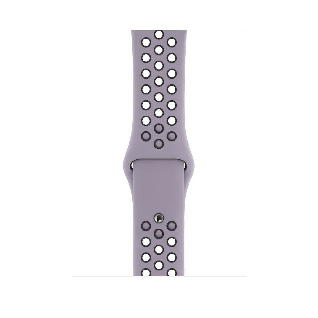 light purple black silicone watch strap for apple watch series 11 42mm 46mm with perforated holes for breathing while running and active sport