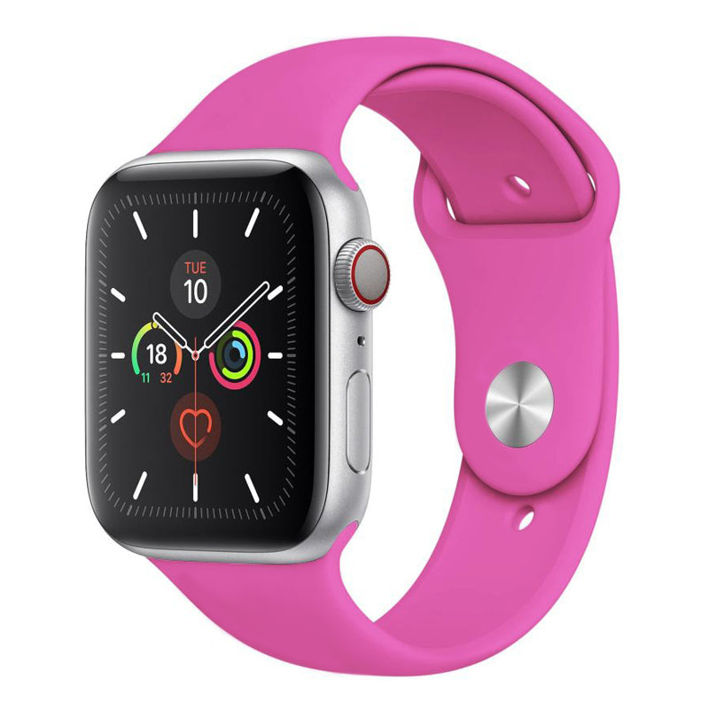 A dragon fruit pink Colour silicone watch strap sport band on an Apple watch series 10 46mm and 42mm and Ultra 2