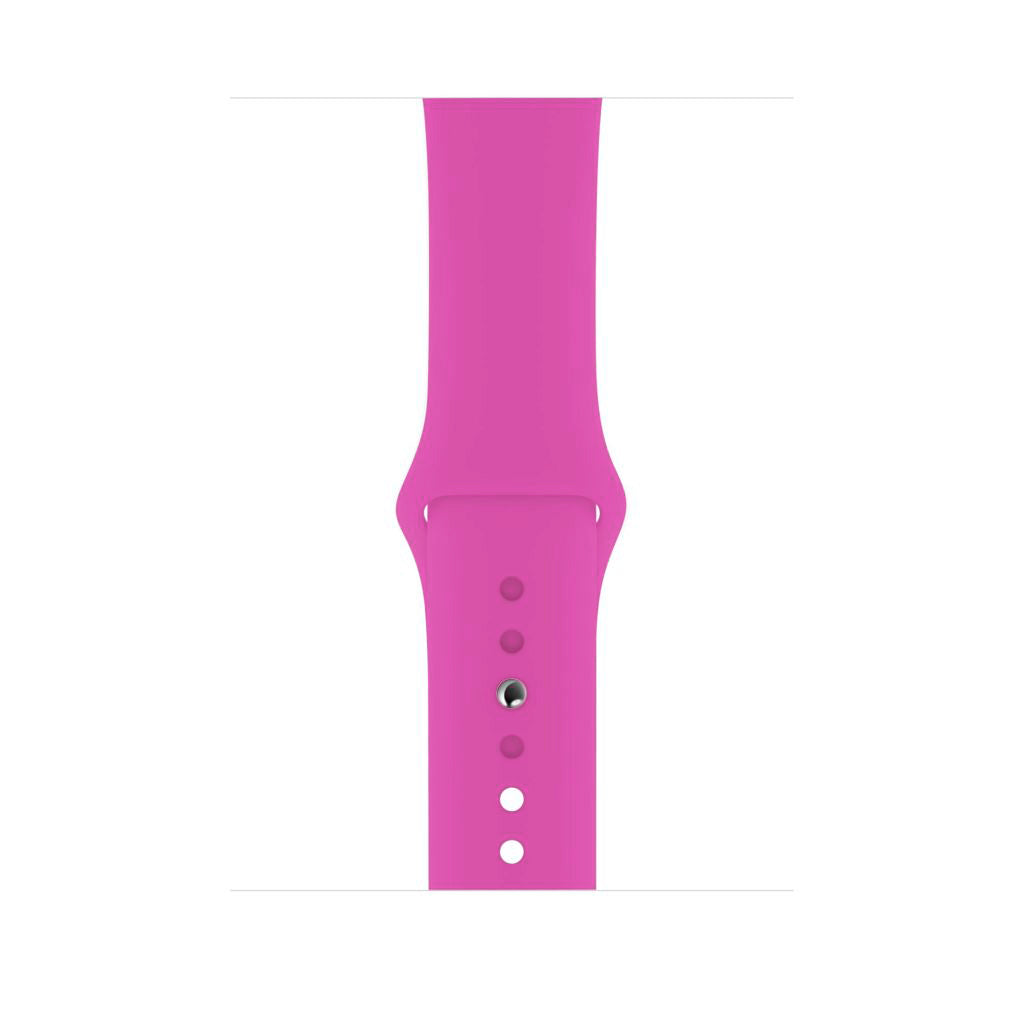 A dragon fruit pink Colour silicone watch strap sport band on an Apple watch series 10 46mm and 42mm and Ultra 2