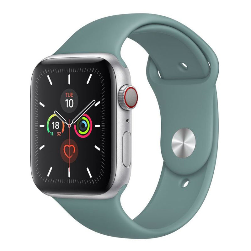 A Pine Green Colour silicone watch strap sport band on an Apple watch series 10 46mm and 42mm and Ultra 2